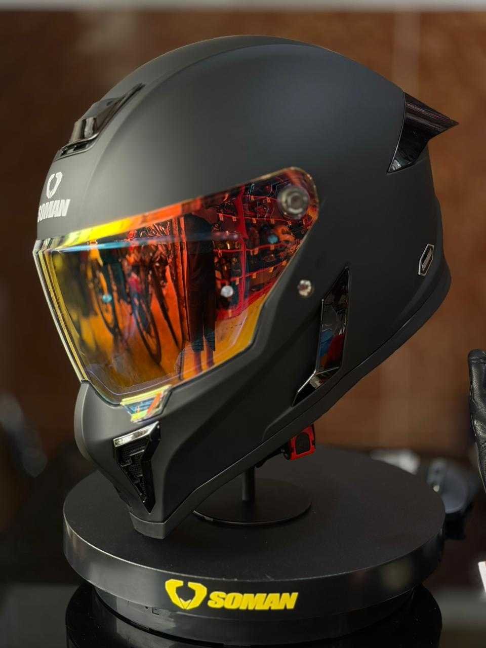 CASCO INTEGRAL SOMAN RUROC BLACK MATT ALERON NEGRO TALLA L