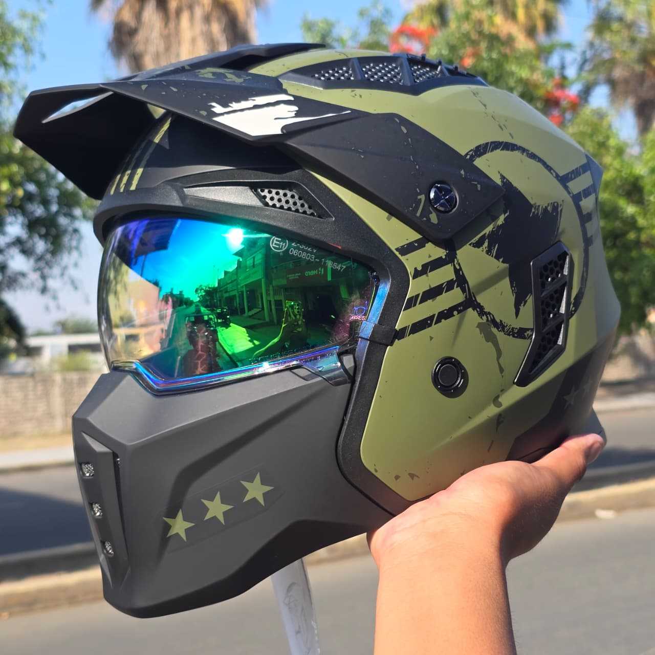 CASCO LOGAN STREETFIGHTER VERDE CAMUFLADO TALLA L