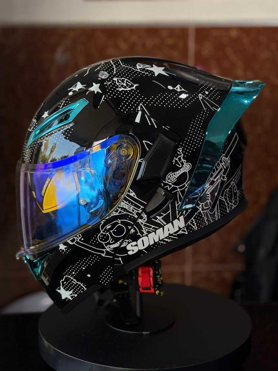 CASCO ABATIBLE SOMAN RICK AND MORTY VISOR IRIDIUM BLUE TALLA L