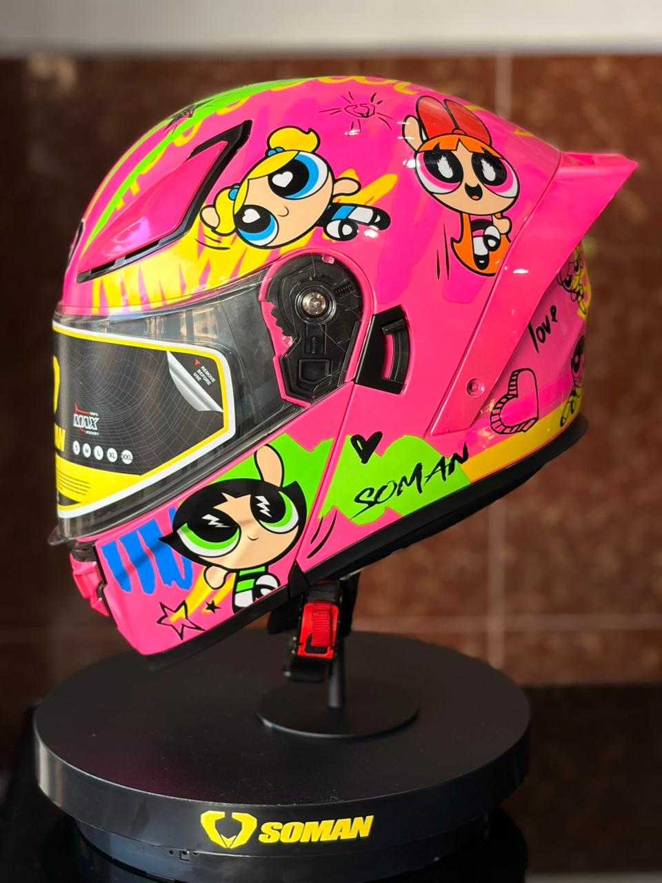 CASCO ABATIBLE SOMAN CHICAS SUPERPODEROSAS VISOR TRANSPARENTE TALLA M