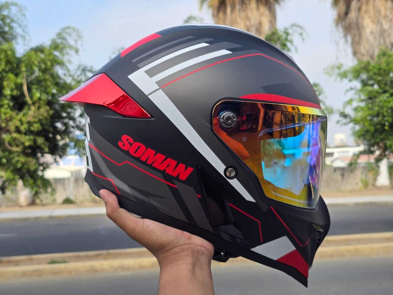 CASCO SOMAN RUROC BLACK RED VISOR IRIDIUM RED TALLA L