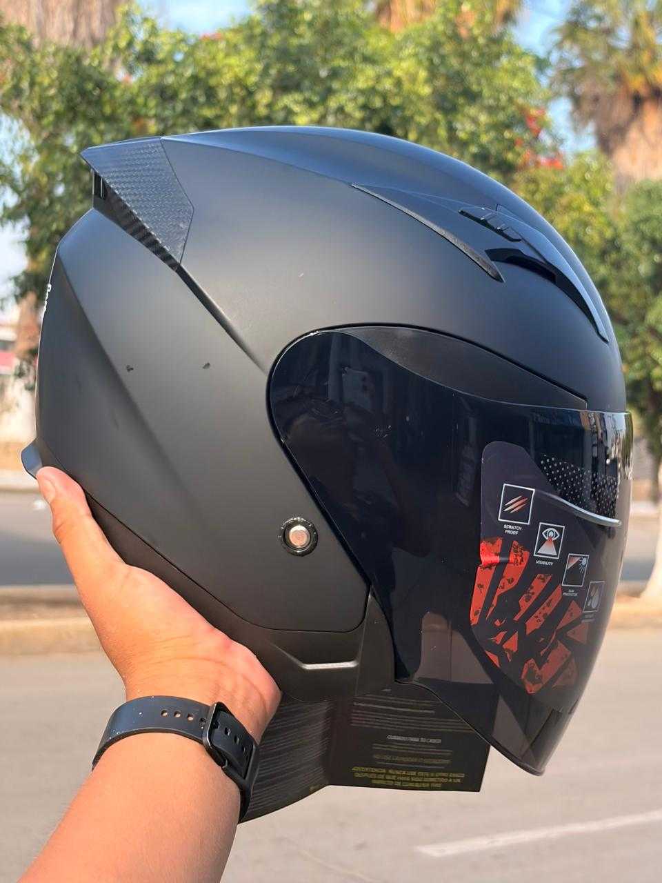 CASCO OPEN FACE XTREME LED VISOR POLARIZADO TALLA XL
