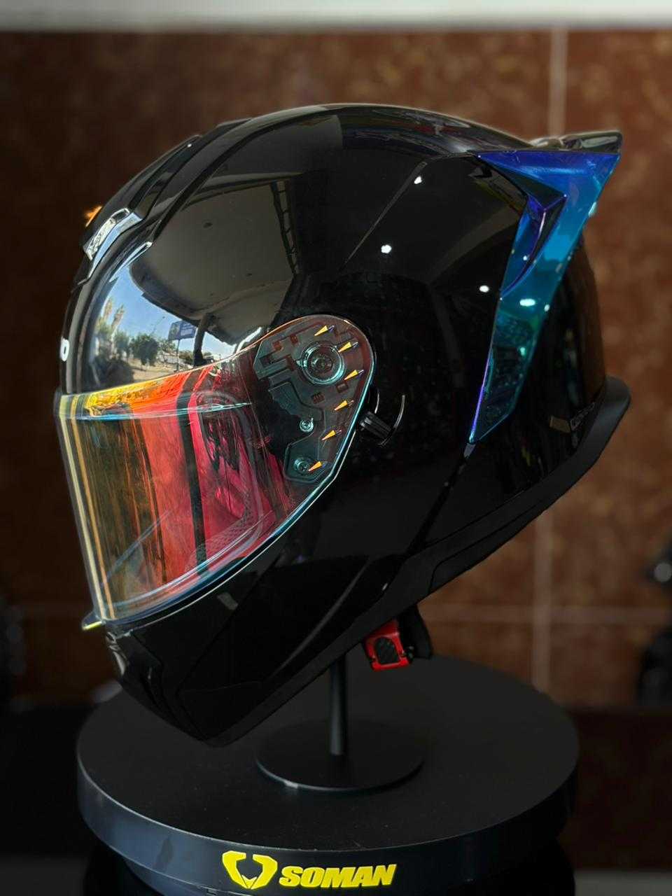 CASCO INTEGRAL REVO BLACK GLOSS VISOR IRIDIUM TALLA XL