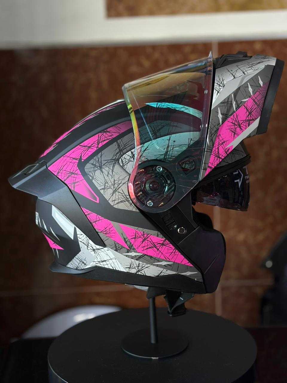 CASCO ABATIBLE XTREME ST900 LED PINK GREY TALLA S