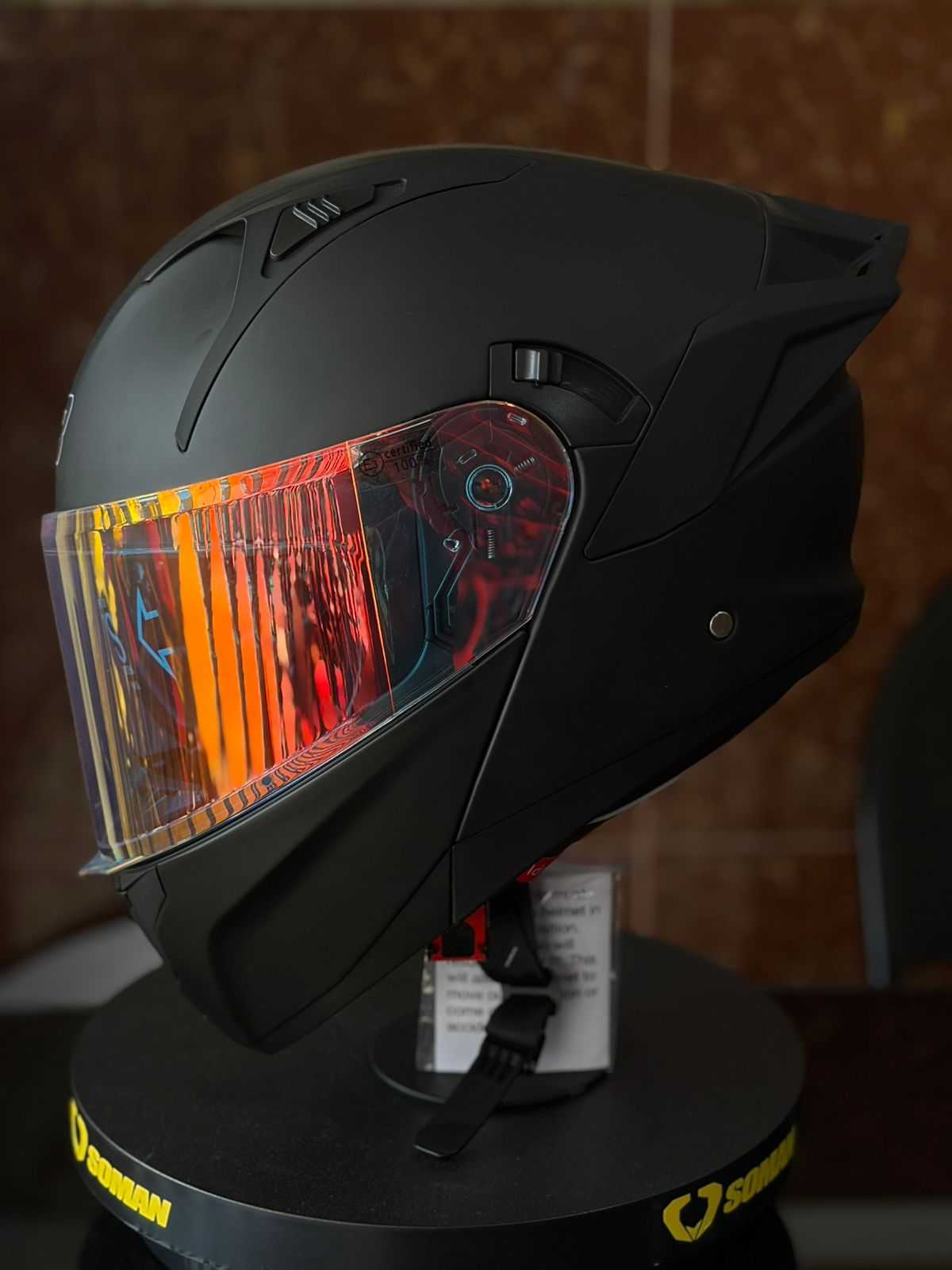 CASCO ABATIBLE BIHR TH2 BLACK MATT VISOR IRIDIUM RED TALLA L