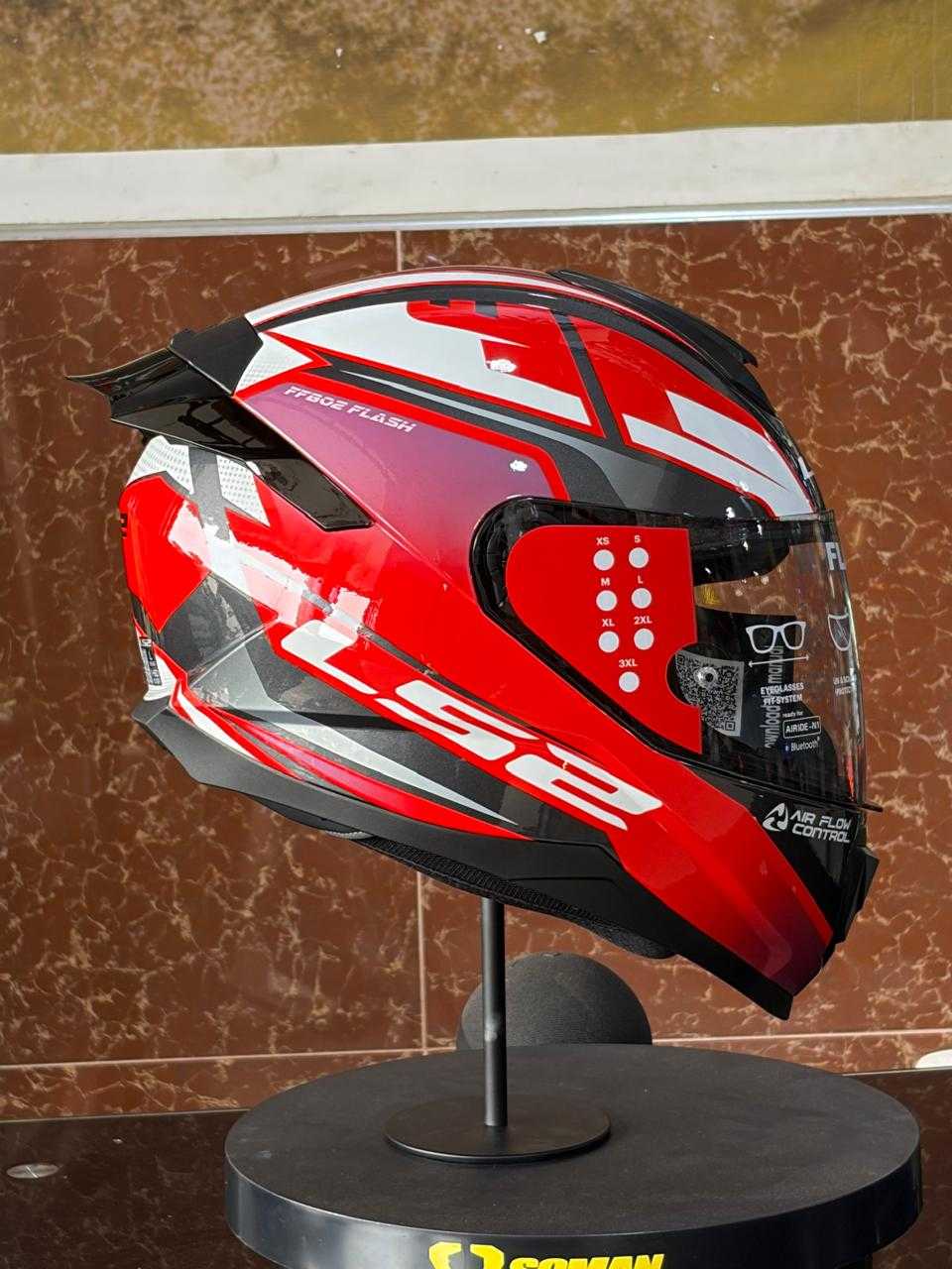 CASCO INTEGRAL LS2 FF802 FLASH II IMPACT RED WHITE FOTOCROMATICO TALLA XL
