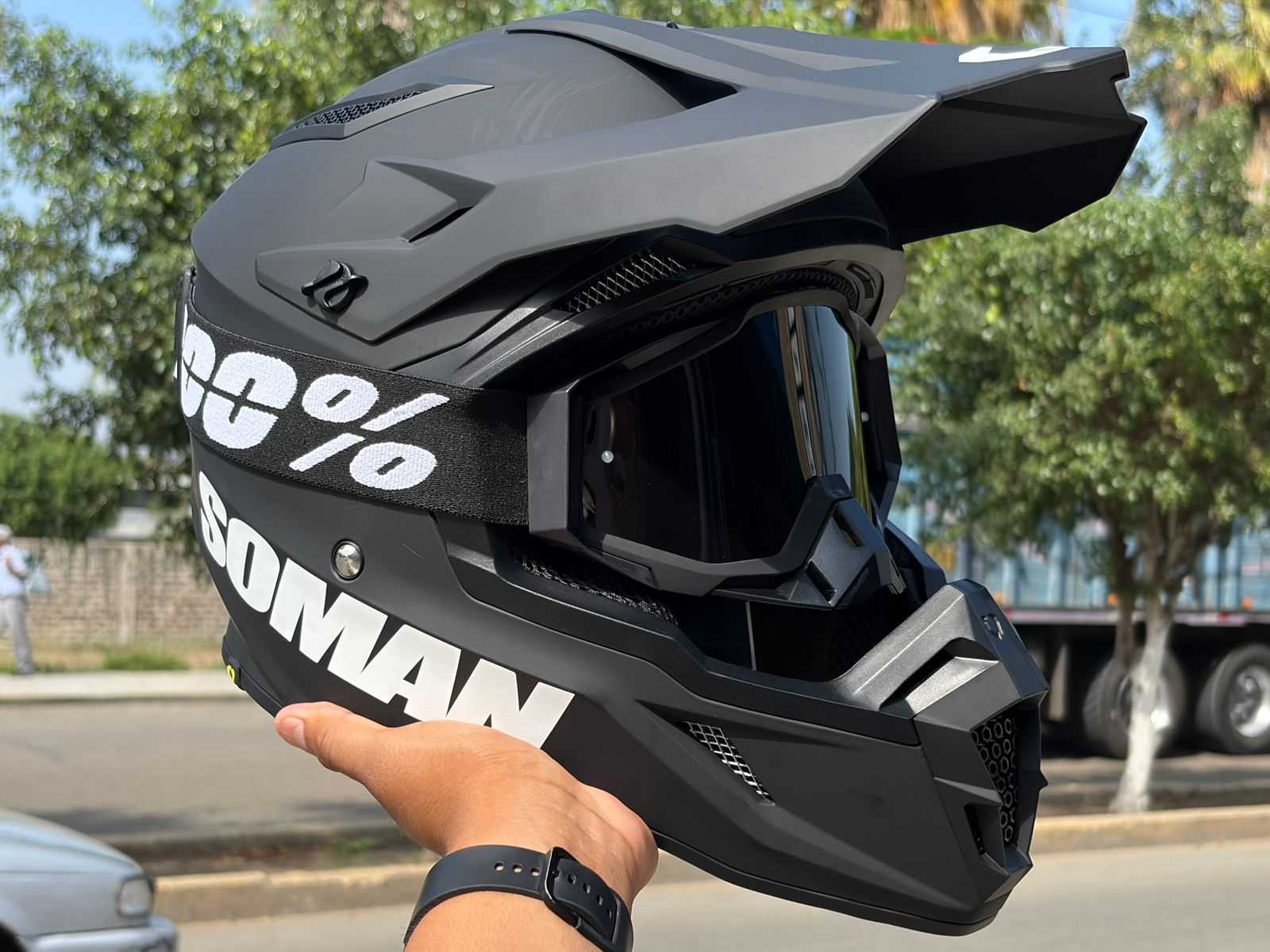 CASCO CROSS SOMAN BLACK MATT TALLA L