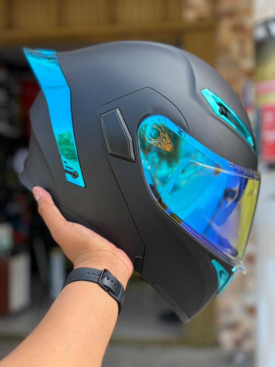 CASCO ABATIBLE JOKER ZAFIRO AZUL VISOR IRIDIUM BLUE TALLA M
