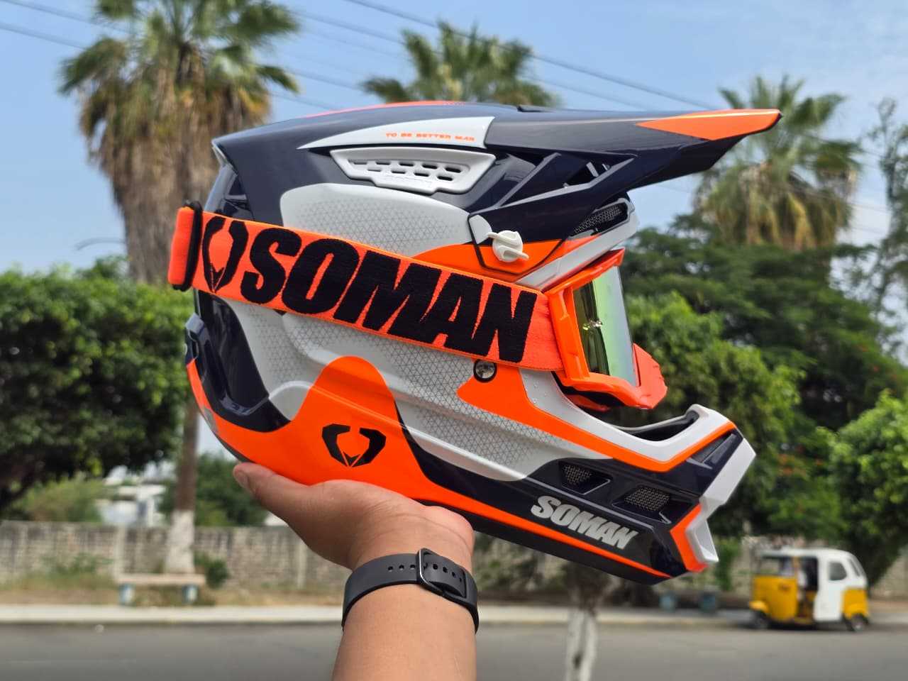 CASCO CROSS SOMAN M12 ORANGE GREY TALLA XL