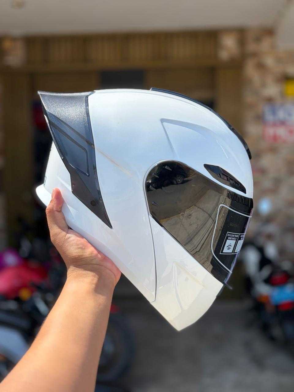 CASCO ABATIBLE LOGAN LED W7 BLANCO GLOSS TALLA M