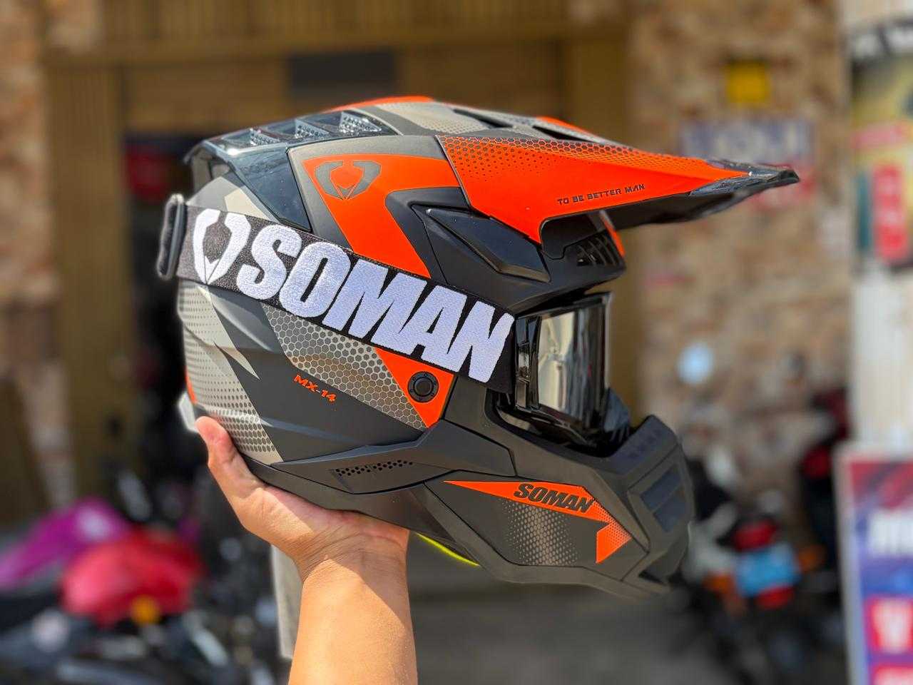 CASCO CROSS SOMAN M14 NARANJA MATT TALLA M